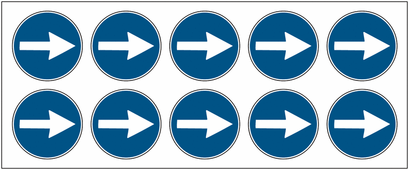 Planches d'autocollants d'obligation "Flèche directionnelle orientable"