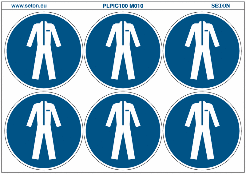 Pictogrammes en planche ISO 7010 "Vêtements de protection obligatoires"- M010