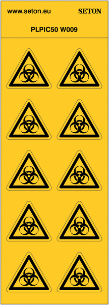 Pictogrammes en planche ISO 7010 "Danger risque biologique" W009