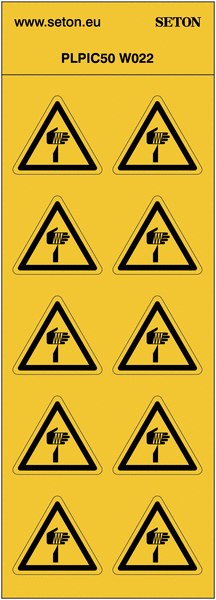 Pictogrammes en planche ISO 7010 "Danger Eléments pointus" W022