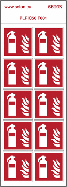 Pictogrammes en planche ISO 7010 "Extincteur Incendie" - F001