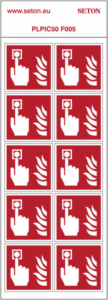 Pictogrammes en planche ISO 7010 "Point alarme Incendie"- F005