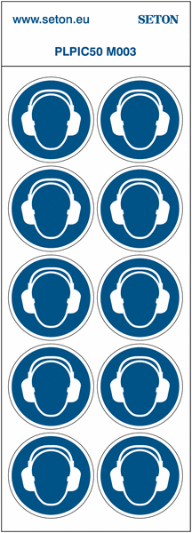 Pictogrammes en planche ISO 7010 "Serre-tête anti bruit obligatoire"- M003
