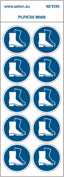 Pictogrammes en planche ISO 7010 "Chaussures de sécurité obligatoires"- M008