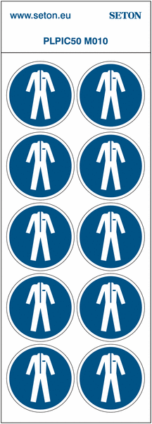 Pictogrammes en planche ISO 7010 "Vêtements de protection obligatoires"- M010