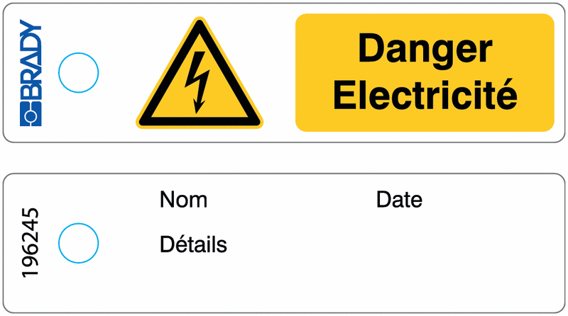 Mini plaquettes de consignation avec texte Danger électricité