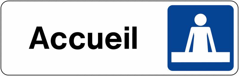 Plaque de porte "Accueil" avec texte et pictogramme