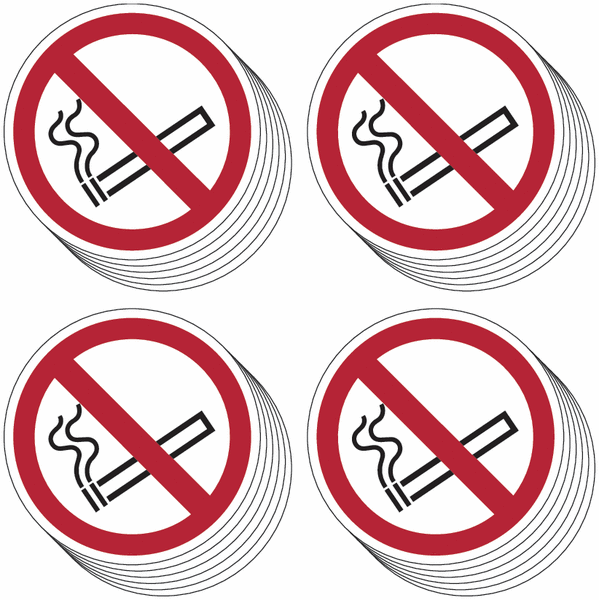 Prix Spécial - Pack de pictogrammes autocollants ISO 7010 Interdiction de fumer P002