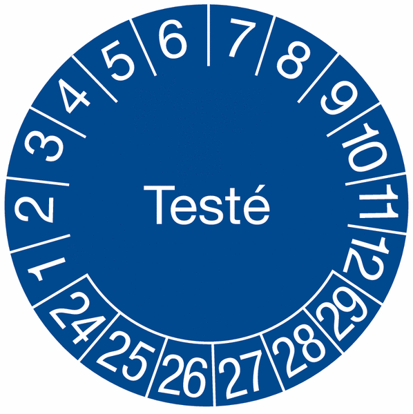 Pastilles calendrier colorées rondes avec texte transfert à sec - Testé