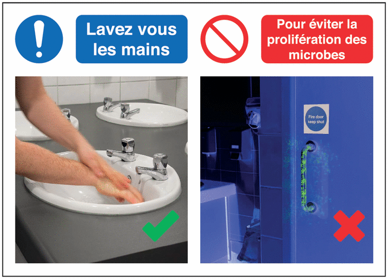 Autocollants et panneaux bonnes pratiques - Lavez vous les mains Pour éviter la prolifération des microbes -M001/P001