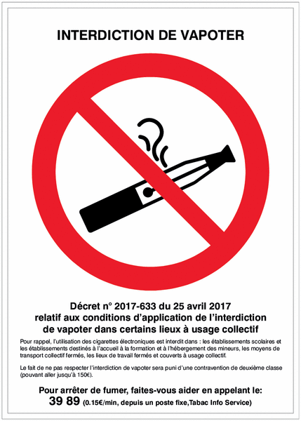 Affiche officielle - Interdiction de vapoter