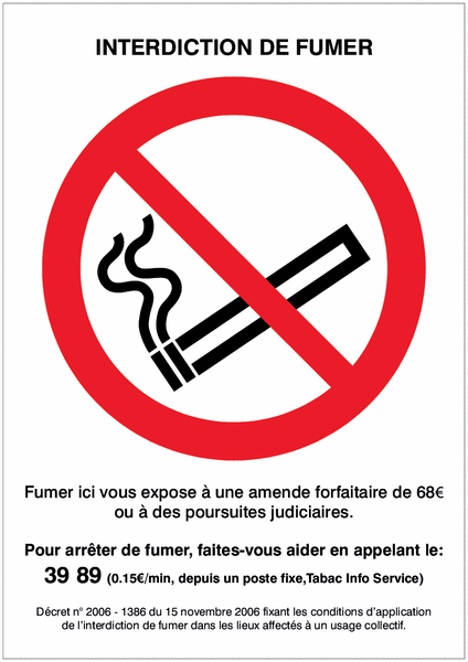 Affiche officielle ISO 7010 - Interdiction de fumer P002