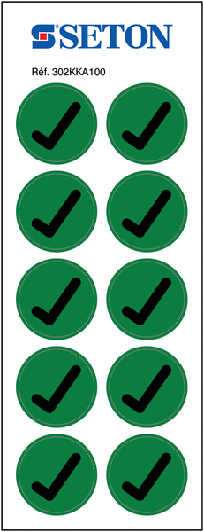 Autocollants d'inspection avec messages visuels - Coche verte
