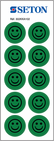 Autocollants d'inspection avec messages visuels - Smiley vert