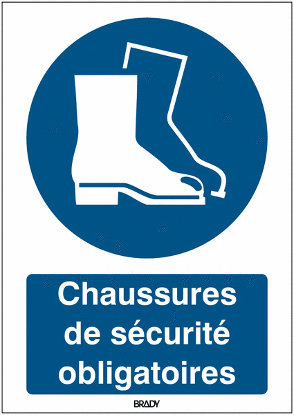 Autocollant ToughWash® détectable avec texte ISO 7010 - Chaussures de sécurité obligatoires - M008