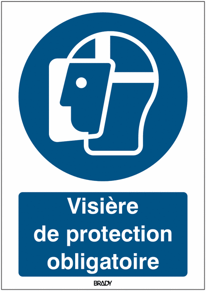 Autocollant ToughWash® avec texte ISO 7010 - Visière de protection obligatoire - M013