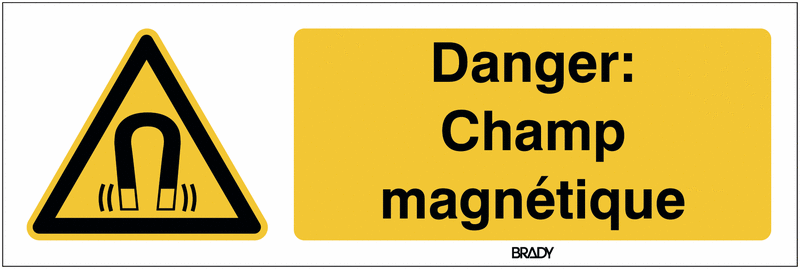 Autocollant ToughWash® avec texte ISO 7010 - Danger: Champ magnétique - W006