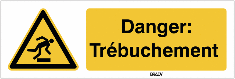 Autocollant ToughWash® détectable avec texte ISO 7010 - Danger: Trébuchement - W007