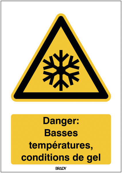 Autocollant ToughWash® avec texte ISO 7010 - Danger: Basses températures, conditions de gel - W010