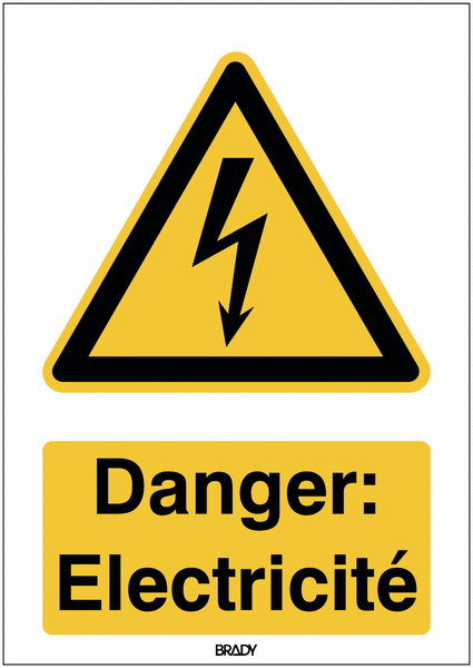 Autocollant ToughWash® détectable avec texte ISO 7010 - Danger: Electricité - W012