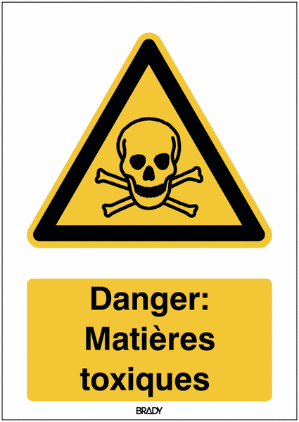 Autocollant ToughWash® avec texte ISO 7010 - Danger: Matières toxiques - W016
