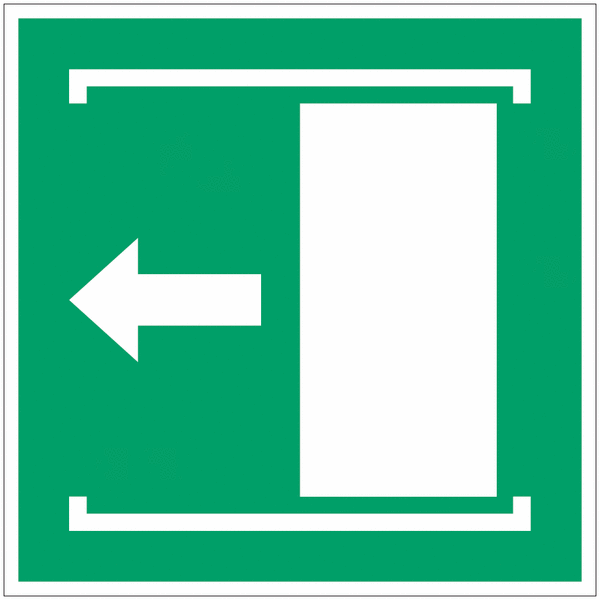 Pictogramme ouverture de porte "Faire coulisser la porte vers la gauche" - panneau/autocollant - E034