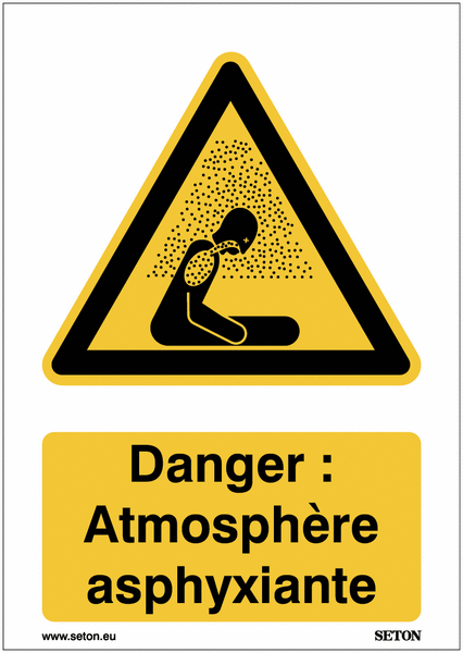 Panneaux ISO 7010 A3/A4/A5 Danger : Atmosphère asphyxiante - W041