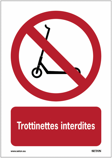 Panneaux et autocollants A2/A3/A4/A5 - Trottinettes interdites