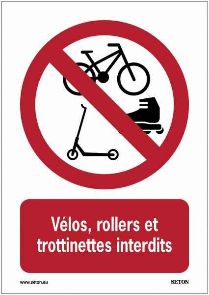 Panneaux et autocollants A2/A3/A4/A5 - Vélos, rollers et trottinettes interdits