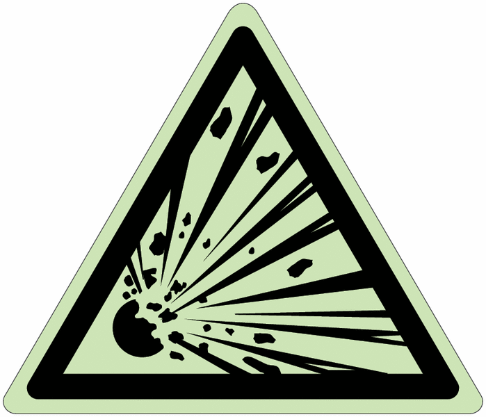 Panneaux photoluminescents ISO 7010 Danger Matières explosives" - W002