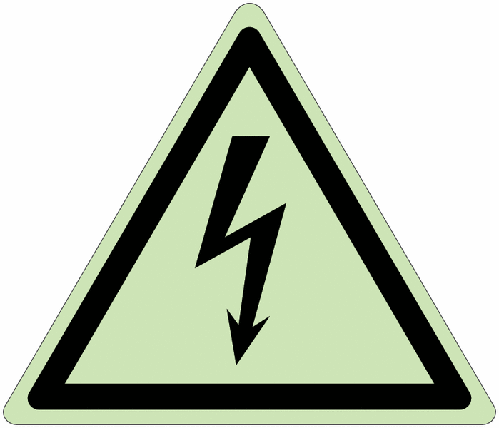 Panneau photoluminescent en aluminium ISO 7010 "Danger: Electricité" - W012