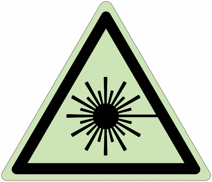Panneaux photoluminescents ISO 7010 "Danger: Rayonnement laser" - W004