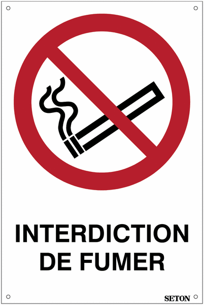 Panneau d'interdiction grand format NF EN ISO 7010 - P002 - Interdiction de fumer
