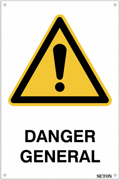 Panneau de danger grand format NF EN ISO 7010 - W001 - Danger général
