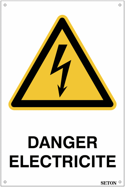 Panneau de danger grand format NF EN ISO 7010 - W012 - Danger électrique
