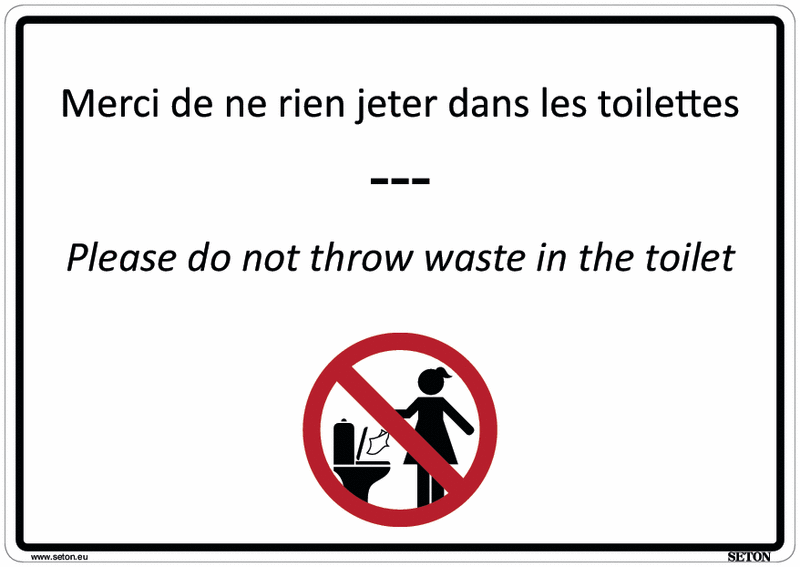 Panneaux WC - Merci de ne rien jeter dans les toilettes - Homme ou Femme