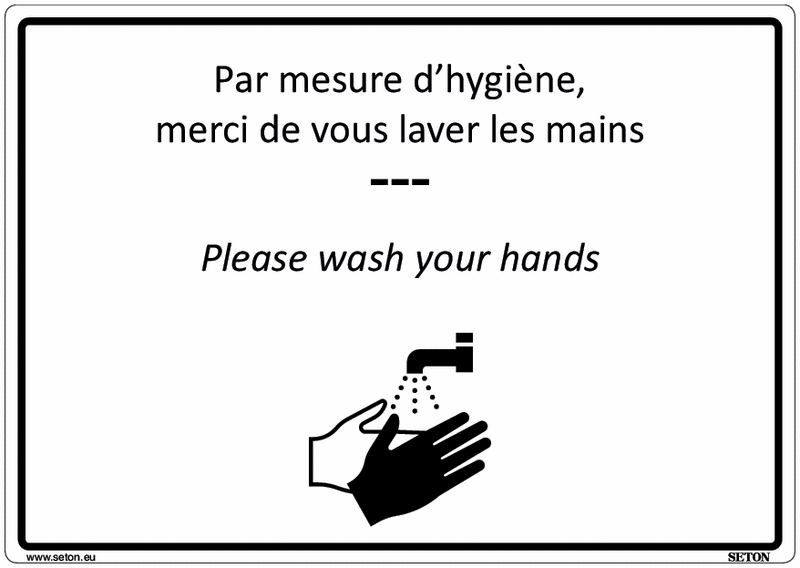 Panneaux WC - Par mesure d'hygiène, merci de vous laver les mains