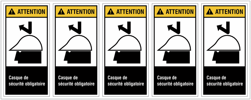 Etiquettes ANSI Z535 "Attention - Casque de protection obligatoire"