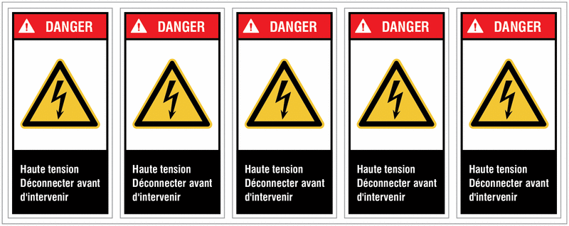 Etiquettes ANSI Z535 " Danger électricité"