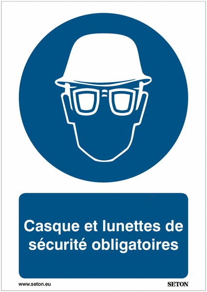 Panneaux A3/A4/A5 - Casque de sécurité et lunettes de sécurité obligatoires