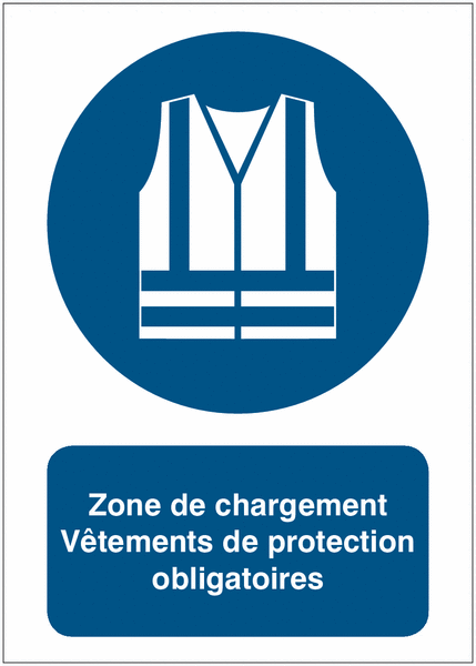 Panneaux d'obligation ISO 7010 - Zone de chargement Vêtements de protection obligatoires - M015