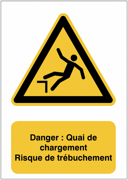 Panneaux de danger ISO 7010 - Danger : Quai de chargement - Risque de trébuchement - W008