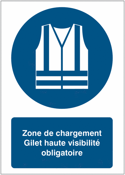 Panneaux d'obligation ISO 7010 - Zone de chargement Gilet haute visibilité obligatoire - M015