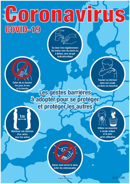 Poster repositionnable "les gestes barrières contre le Coronavirus"
