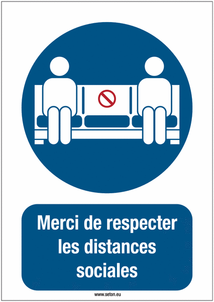 Panneaux et autocollants d'obligation - Merci de respecter les distances sociales - Salle d'attente