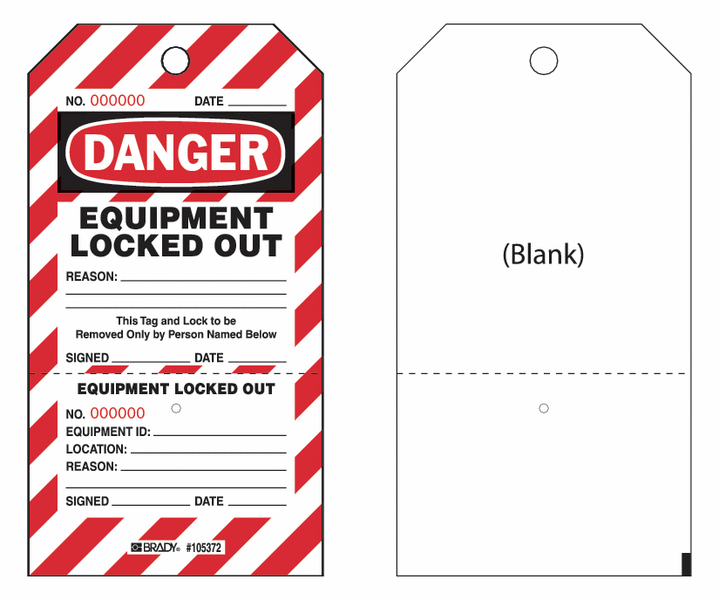 Plaquettes de consignation en 2 parties avec texte "Equipment locked out"