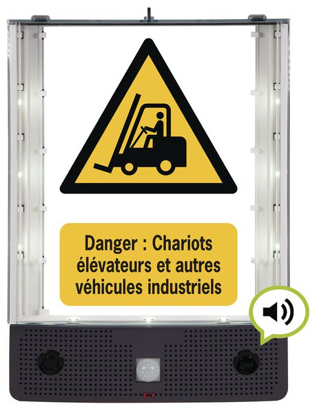 Panneau avertisseur sonore et visuel de danger véhicule de manutention - W014