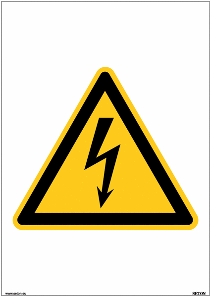 Panneau danger ISO 7010 A4 - "Danger électrique" - W012