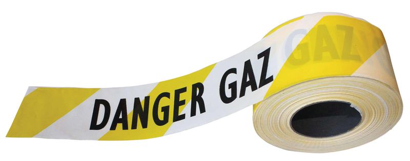 Ruban de signalisation avec texte - Danger gaz