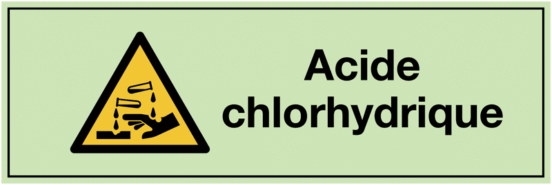 Signalisation photoluminescente de produits dangereux - Acide chlorhydrique